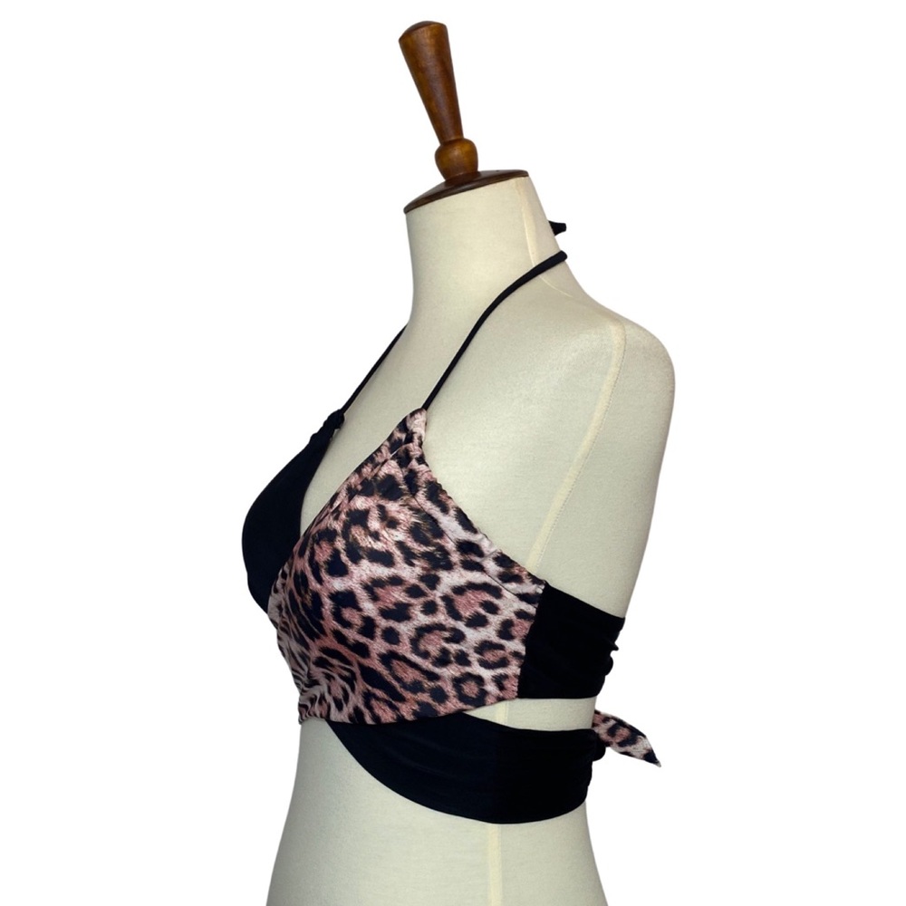 Sexy Leopard and Black Criss Cross Bandage Bikini - Picture 8 of 16